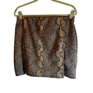 PrettyLittleThing Snake Print Mini Skirt Size L